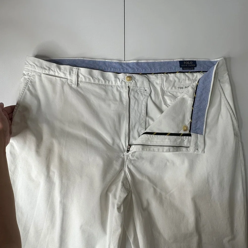 Polo Ralph Lauren Stretch Classic Fit Chino Pants White Coastal Preppy Sz 46x32